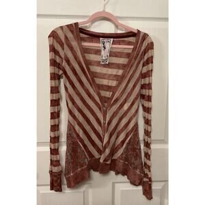 Anthropologie Scrapbook Striped Asymmetrical Hem Button Down Cardigan, M
